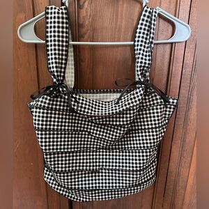 Black and White Checkered Women's crop tank top